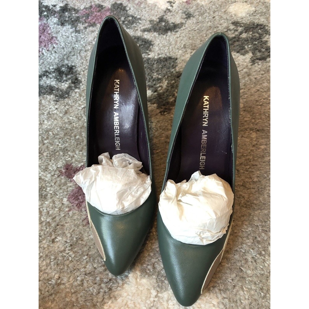 Kathryn Amberleigh Women’s Pumps Green Leather Size 6M #I4